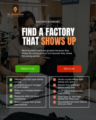 Find a factory that actually shows up. Green flags vs red flags.