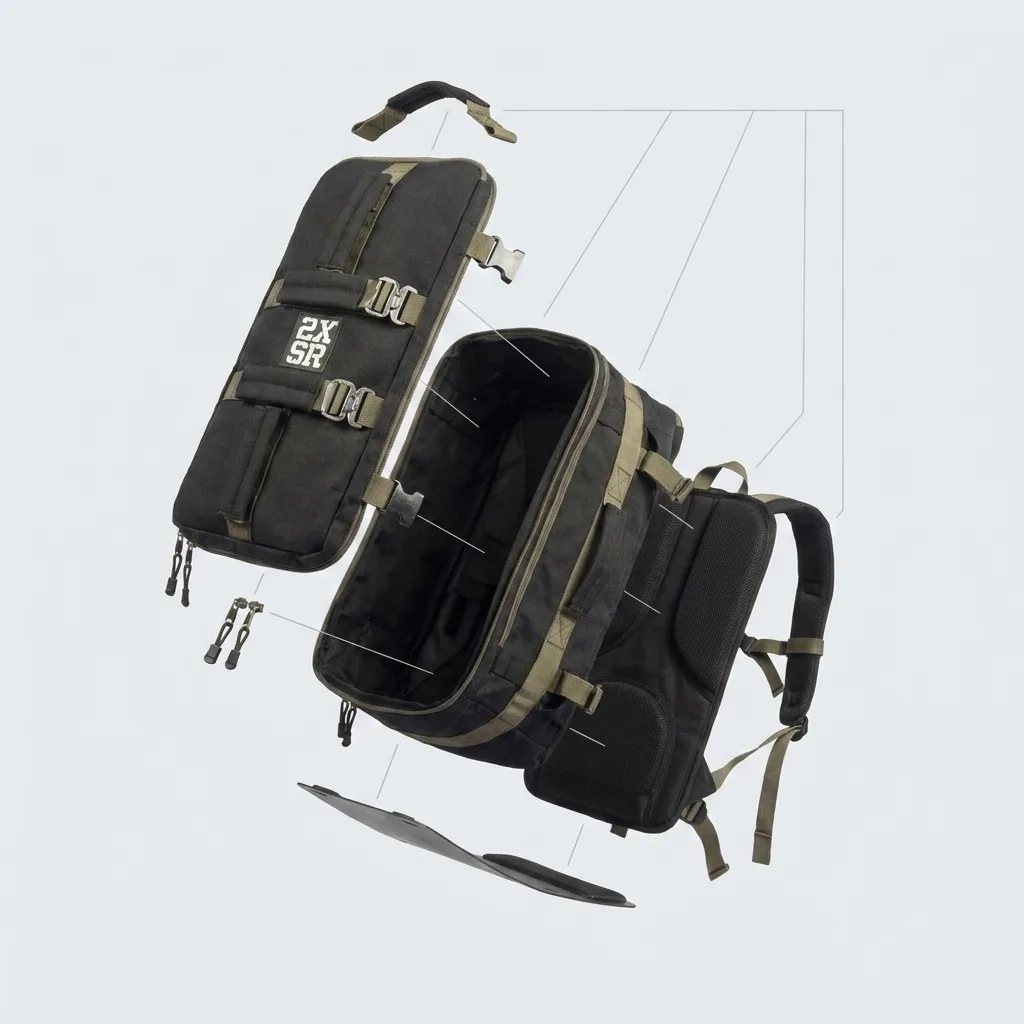 The 2XSR pack separating into its components as you scroll
